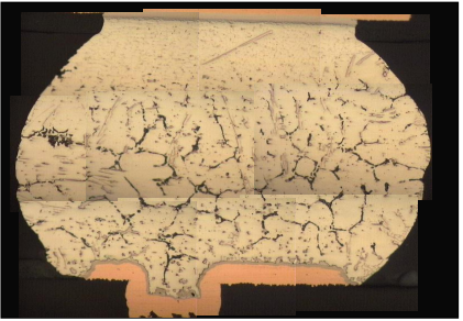 回流溫度比無鉛焊球熔點低時，Pb沿著晶界擴(kuò)散。黑色/灰色-富鉛區(qū)域，棒狀-Ag3Sn, 灰色顆粒-Cu6Sn5