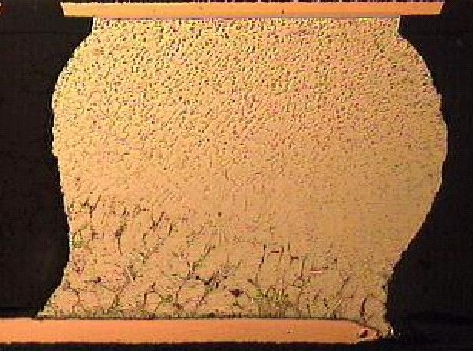 冷卻過程焊料球未能完全坍塌，導(dǎo)致焊點形狀異常。