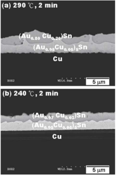 Sn/Au/Cu焊接微觀結(jié)構(gòu)